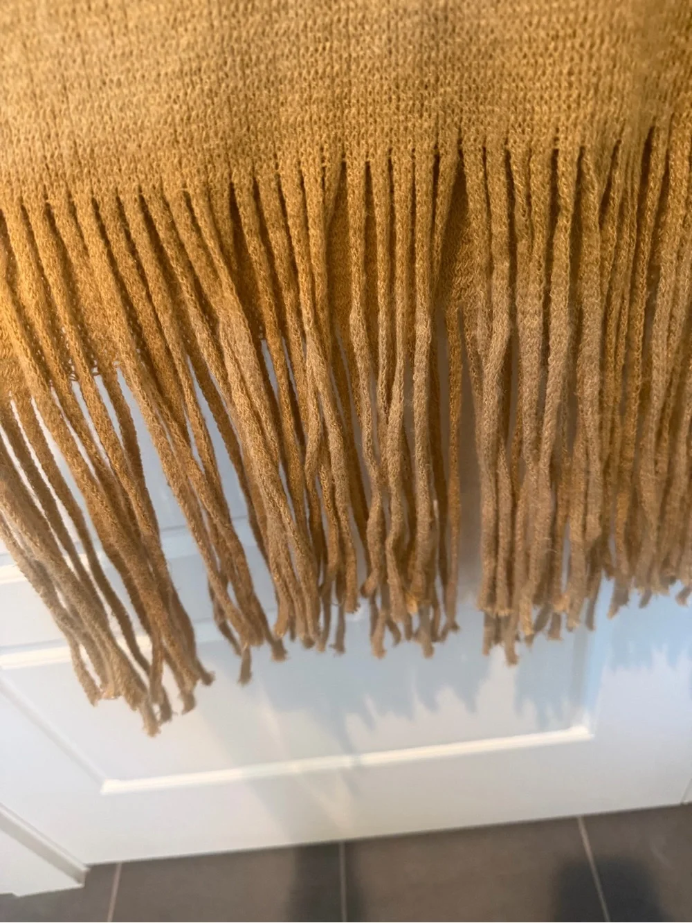 Free People OverSized Chestnut Brown Fringe Blanket Scarf Multi Use Knit